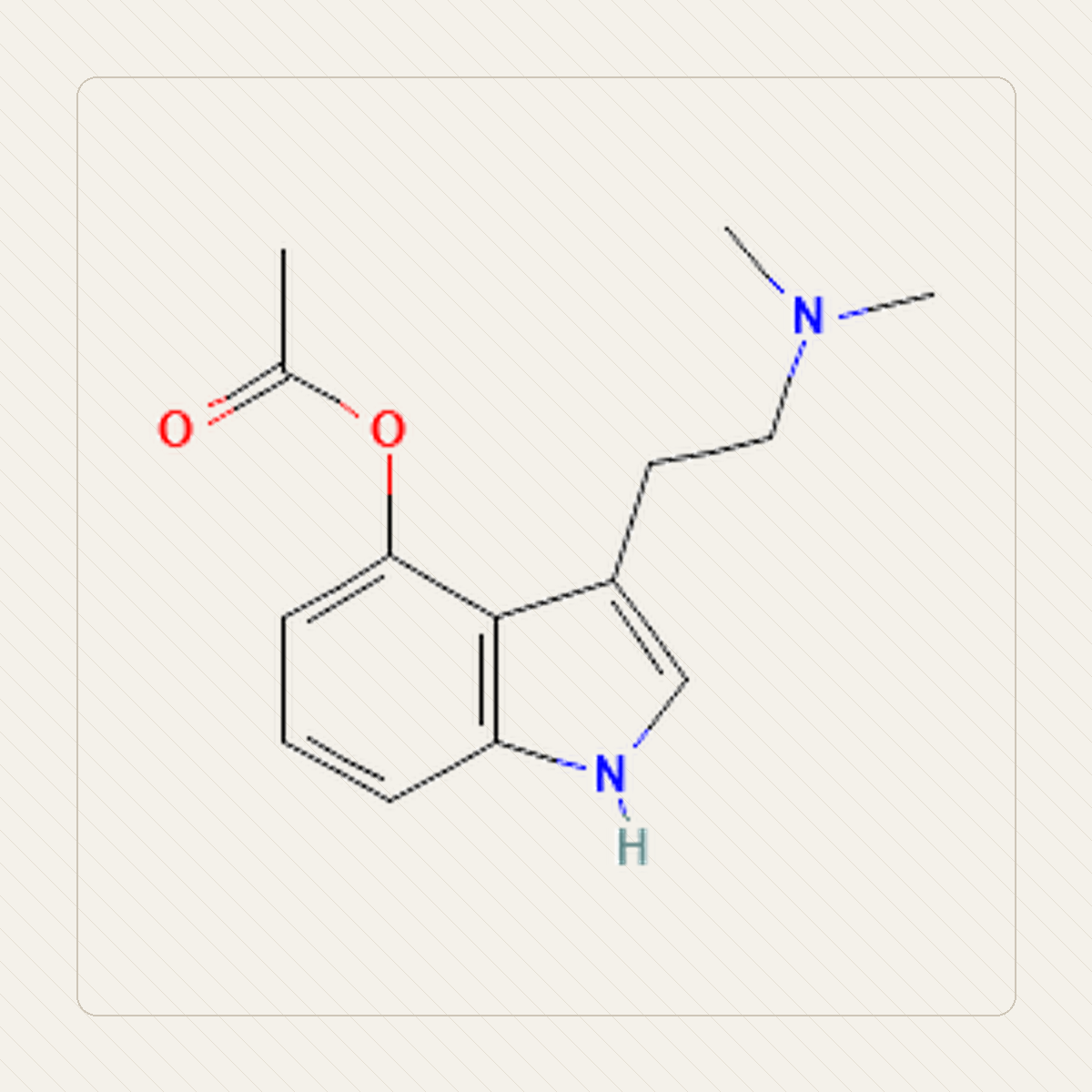 4-AcO-DMT, pædagogisk illustration af molekylær formel