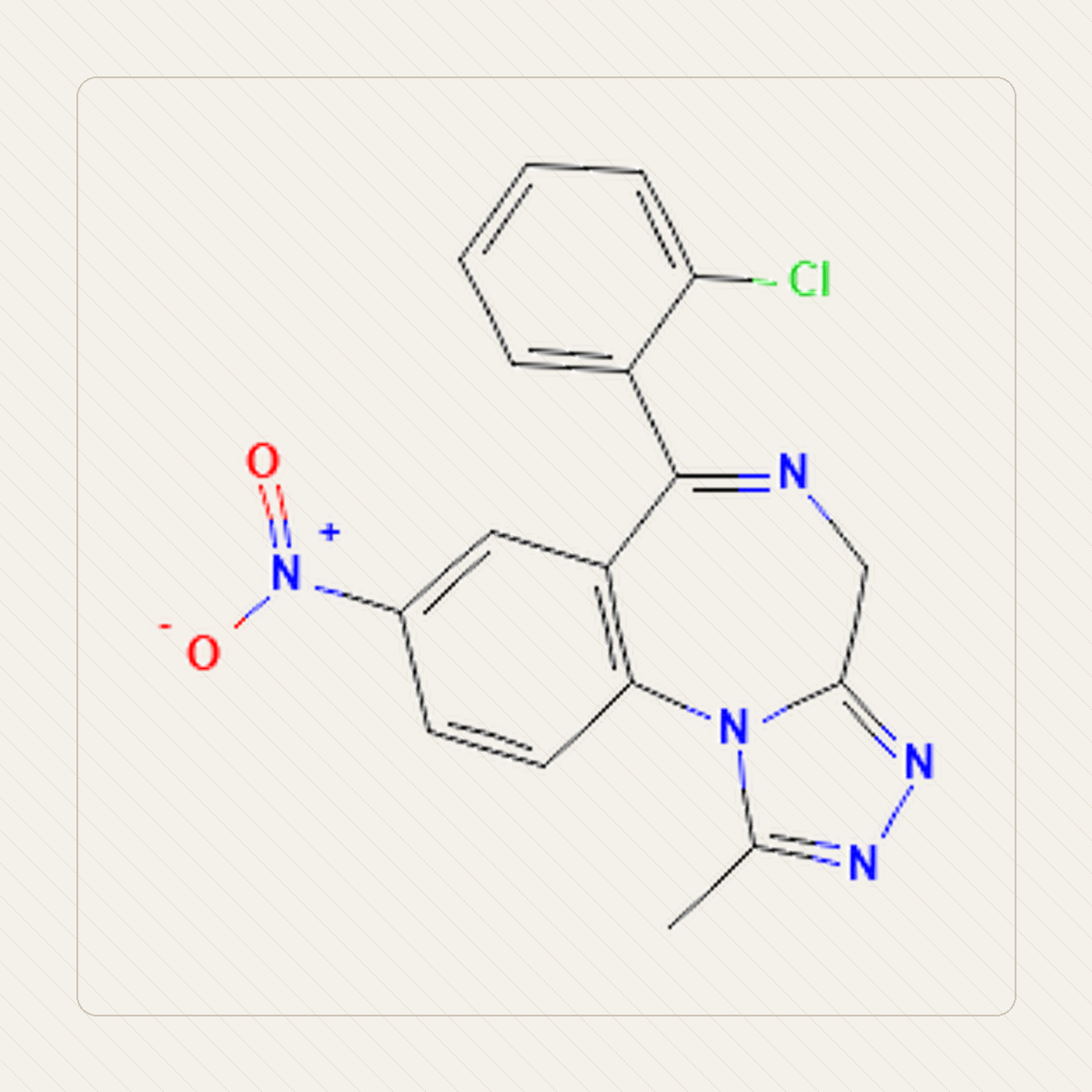 Clonazolam, pædagogisk illustration af molekylær formel